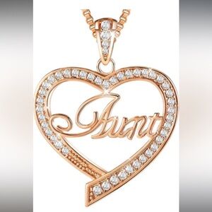 Rose Gold Plated “Aunt” Heart Pendant Necklace